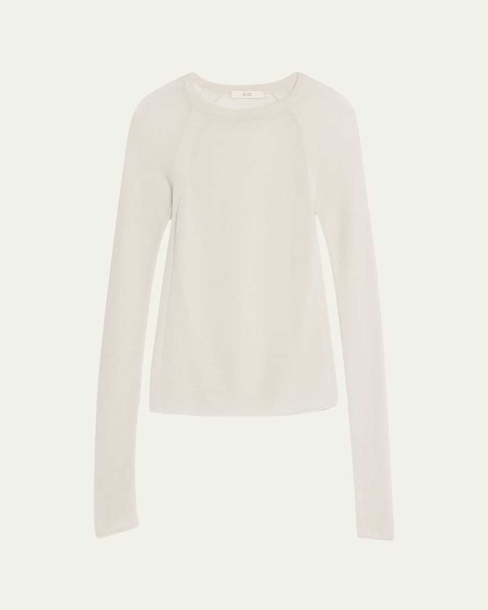 Raglan-Sleeve Sheer Cashmere Sweat